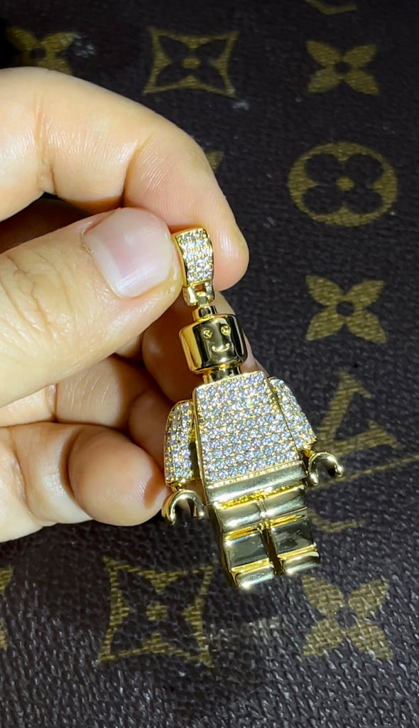 Lego Pendant 28232 Mens Metal Yellow Gold 10k Round Cut 3.25 ct