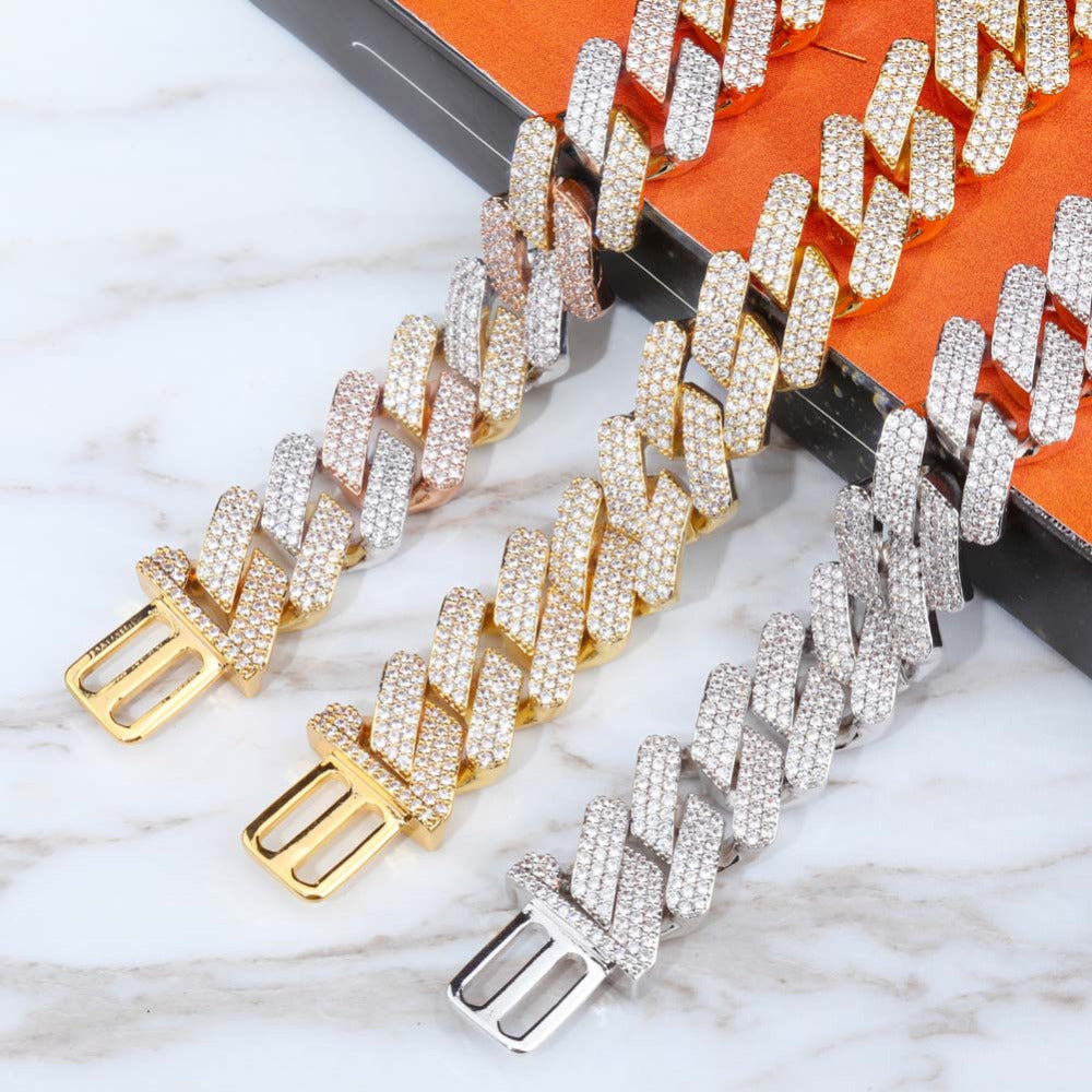 20mm curb cuban link three row highest quality gold diamond vvs ifandco icebox on lil uzi vert playvboi carti