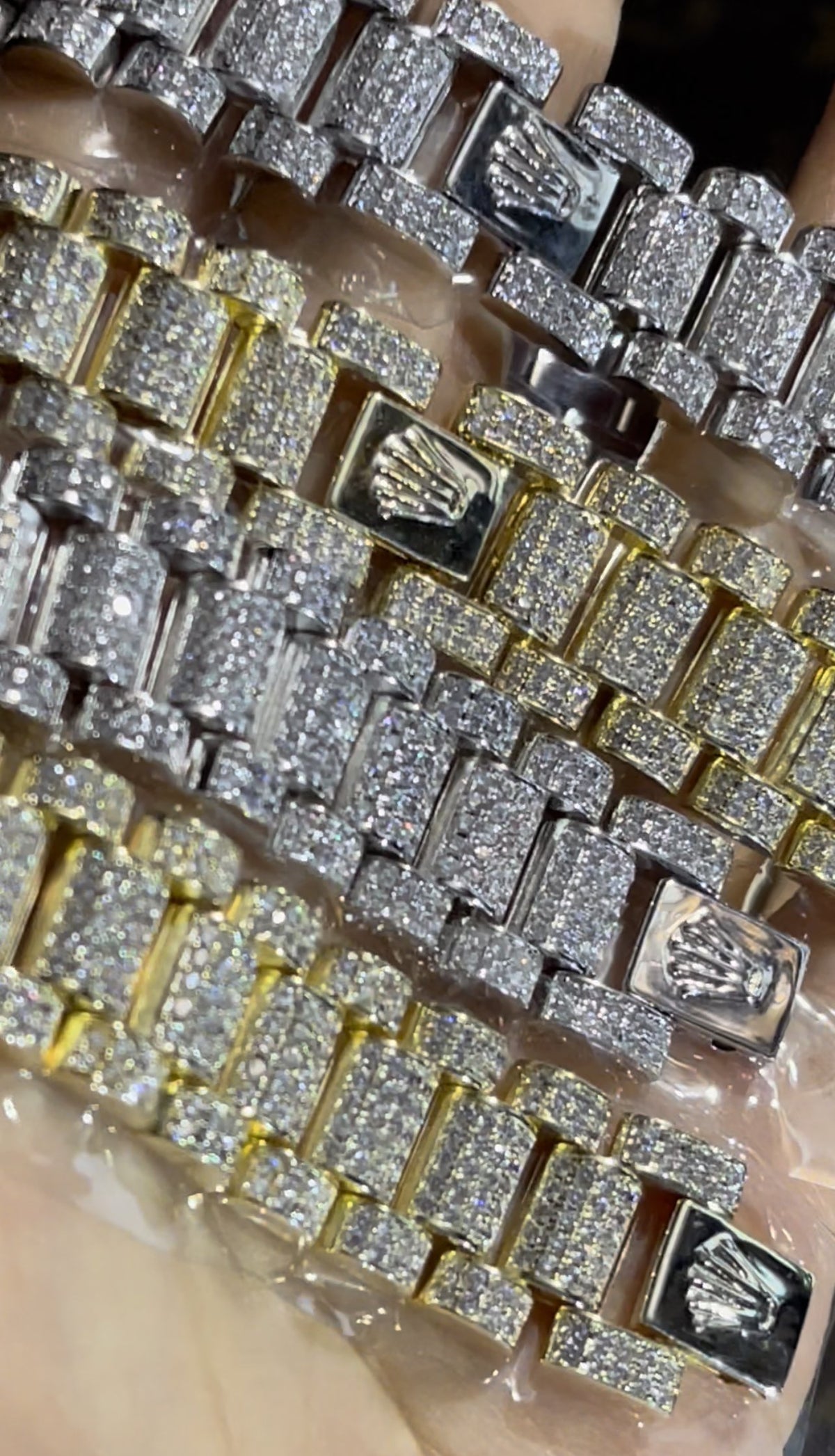 Rolex Presidential bracelet 9ct Gold Rolex Style Iced Out Presidential Bracelet diamond