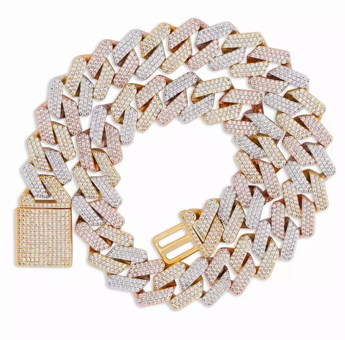 20mm curb cuban link three row highest quality gold diamond vvs ifandco icebox on lil uzi vert playvboi carti