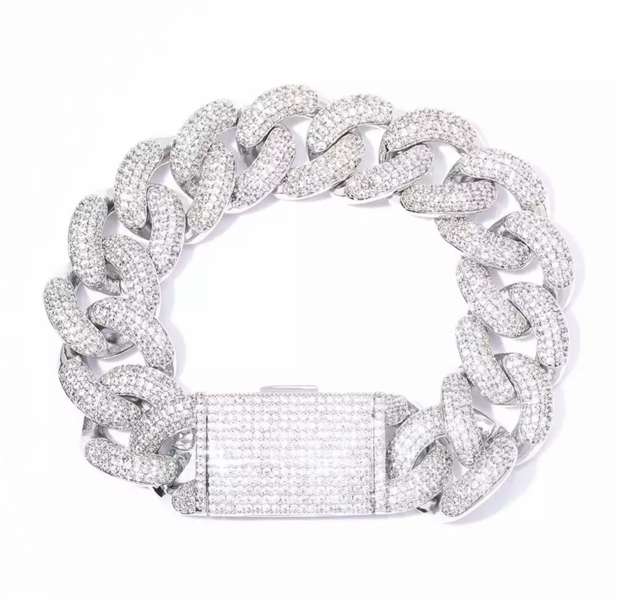 20mm cuban link fully iced micro pave diamond travis scott playboi carti asap rocky ian connor vlone vvs
