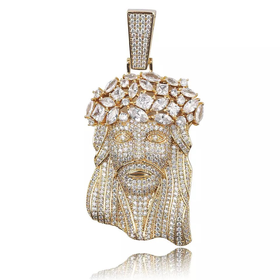 fully iced out standard jesus piece pendant necklace chain ifandco diamond vvs