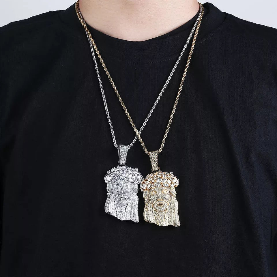 fully iced out standard jesus piece pendant necklace chain ifandco diamond vvs