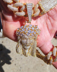 fully iced out standard jesus piece pendant necklace chain ifandco diamond vvs