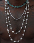 Asap Rocky pearl necklace Chanel cuban links chain with beads vlone playboi carti jeweler diamond gold