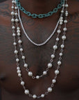 Asap Rocky pearl necklace Chanel cuban links chain with beads vlone playboi carti jeweler diamond gold