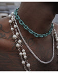 Asap Rocky pearl necklace Chanel cuban links chain with beads vlone playboi carti jeweler diamond gold