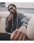 Asap Rocky pearl necklace Chanel cuban links chain with beads vlone playboi carti jeweler diamond gold