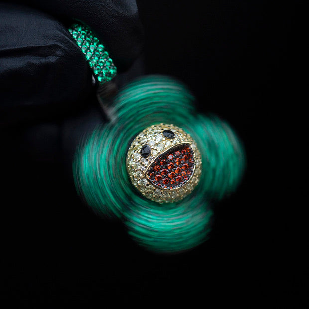 superflat first love monorgram flower fidget spinner TAKASHI MURAKAMI Super Flat, First Love, Flower screenprint in colors with Platinum leaf pendant with matching chain necklace