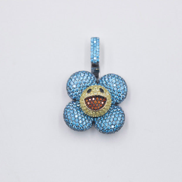 superflat first love monorgram flower fidget spinner TAKASHI MURAKAMI Super Flat, First Love, Flower screenprint in colors with Platinum leaf pendant with matching chain necklace
