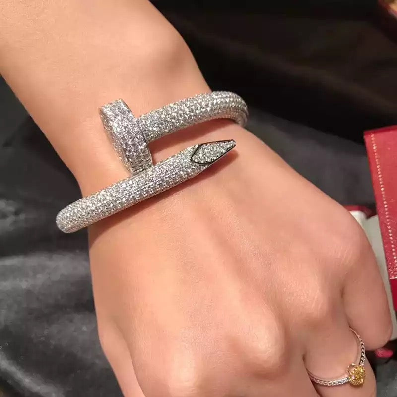 juste un clou fully iced nail bangle bracelet diamond vvs cartier ifandco