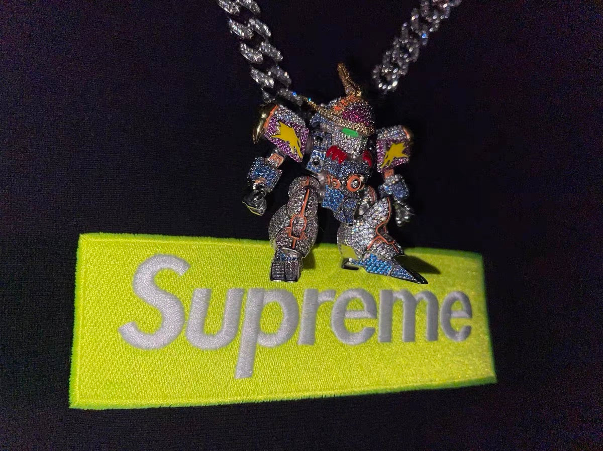 fully iced Mashin Hero Wataru Ryujinmaru fully iced and glow in the dark pendant necklace diamond chain set