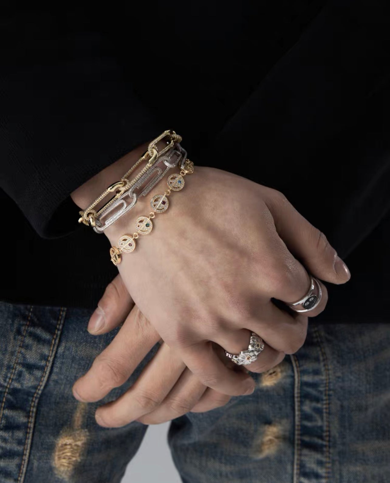 EYEFUNNY smiling face bangle bracelet smiley diamond vvs アイファニー POGGY KIM JONES VIRGIL JBALVIN
