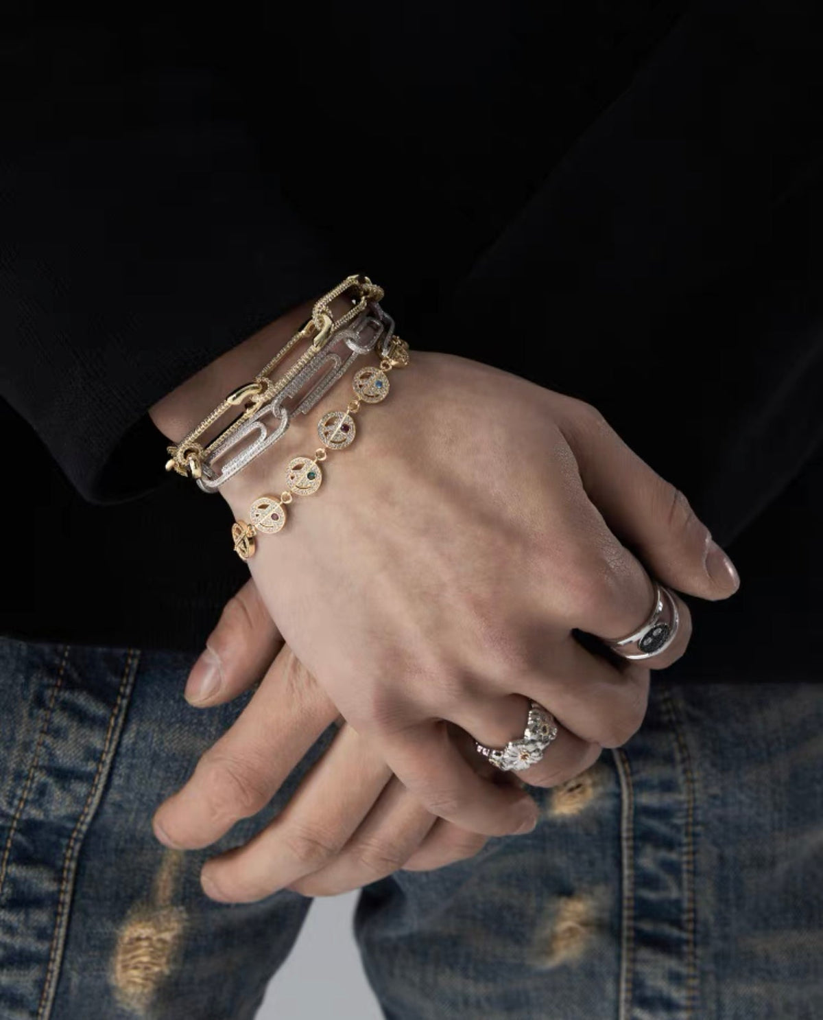 EYEFUNNY smiling face bangle bracelet smiley diamond vvs アイファニー POGGY KIM JONES VIRGIL JBALVIN