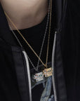 EYEFUNNY アイファニー Daniel Arsham Smiley gold cap with diamanté detailing designed by EYEFUNNY DanielArsham fully iced diamond eyefunny lip balm cap holder necklace
