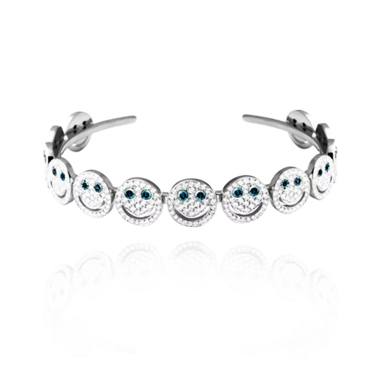  EYEFUNNY smiling face bangle bracelet smiley diamond vvs アイファニー POGGY KIM JONES VIRGIL JBALVIN
