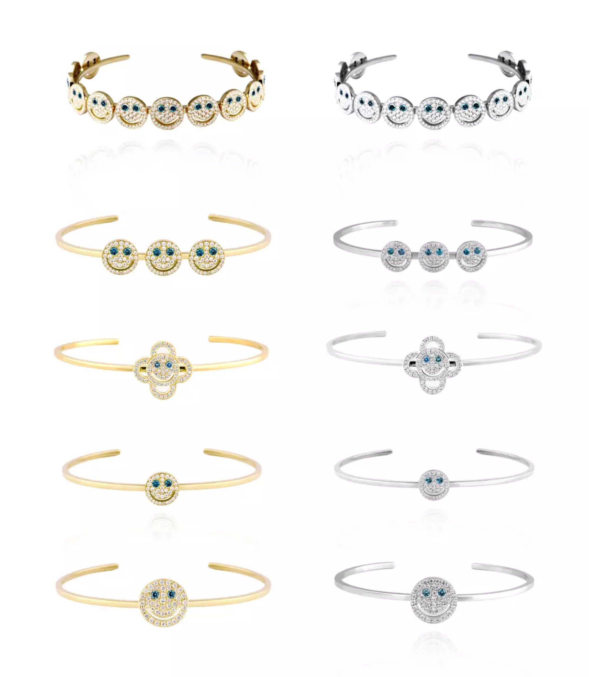 EYEFUNNY smiling face bangle bracelet smiley diamond vvs アイファニー POGGY KIM JONES VIRGIL JBALVIN