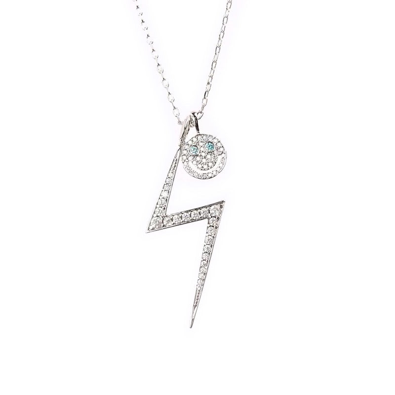 EYEFUNNY smiling face pendant necklace chain diamond vvs アイファニー POGGY KIM JONES VIRGIL JBALVIN