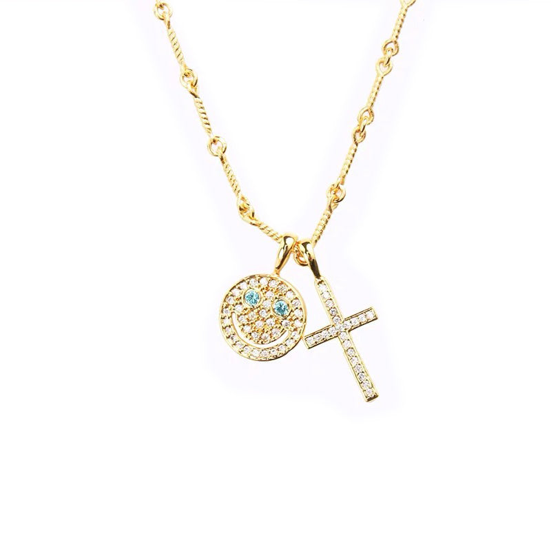 EYEFUNNY smiling face pendant necklace chain diamond vvs アイファニー POGGY KIM JONES VIRGIL JBALVIN