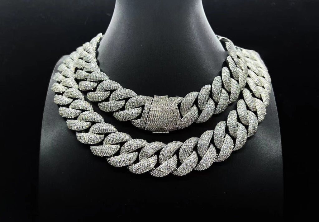 23mm mega micro pave set bubble cuban links necklace chain Deluxe Wh Bijouterie Gonin