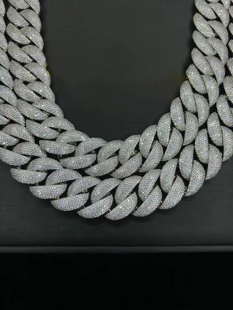 23mm diamond rounded bubble cuban links necklace/bracelet chain 3D diamons vvs ifandco shopgld