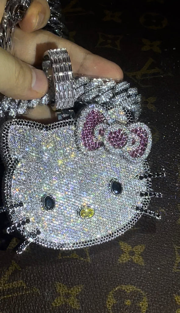 cardi b sister hennessy carolina hello kitty necklace tiktok hello kitty fully iced diamond necklace chain buy now custom jewelers