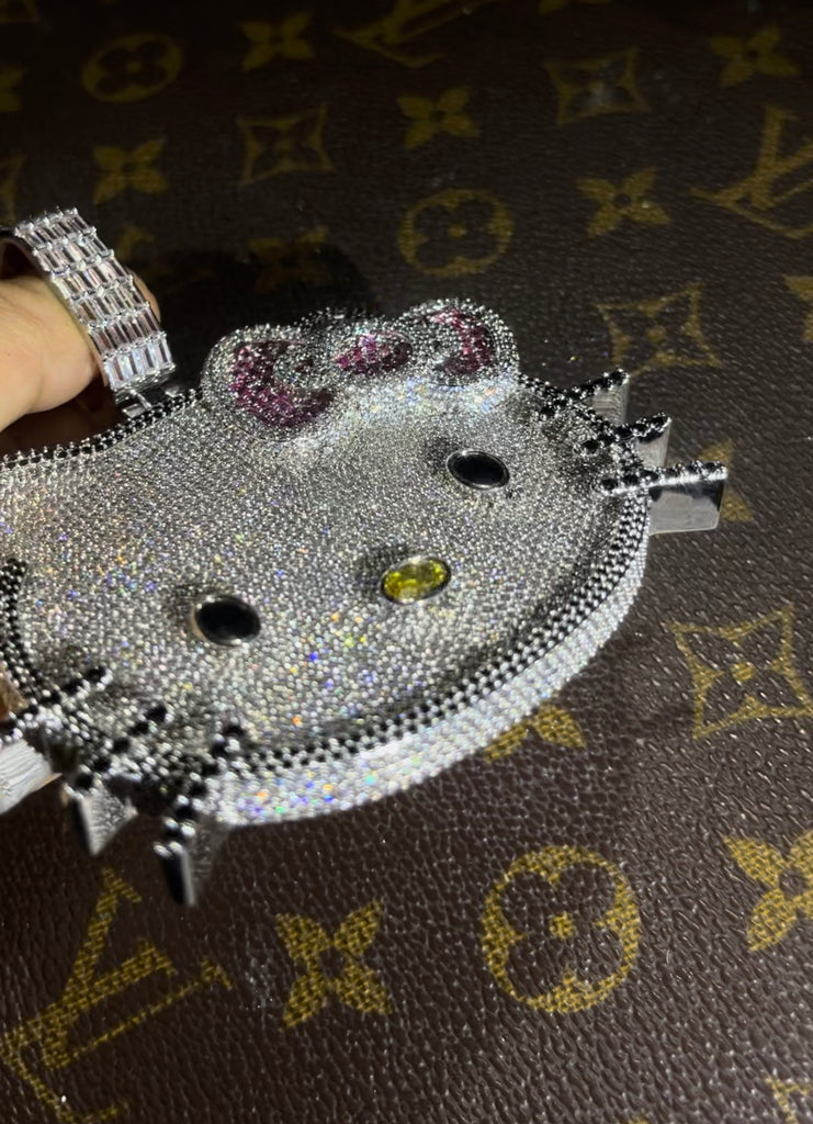 cardi b sister hennessy carolina hello kitty necklace tiktok hello kitty fully iced diamond necklace chain buy now custom jewelers