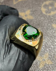 Tyler the creator green heart ring emerald diamond custom made diamond vvs ifandco