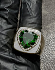 Tyler the creator green heart ring emerald diamond custom made diamond vvs ifandco