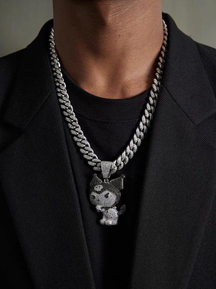 ifnandco custom kuromi diamond pendant necklace chain iced out ben baller