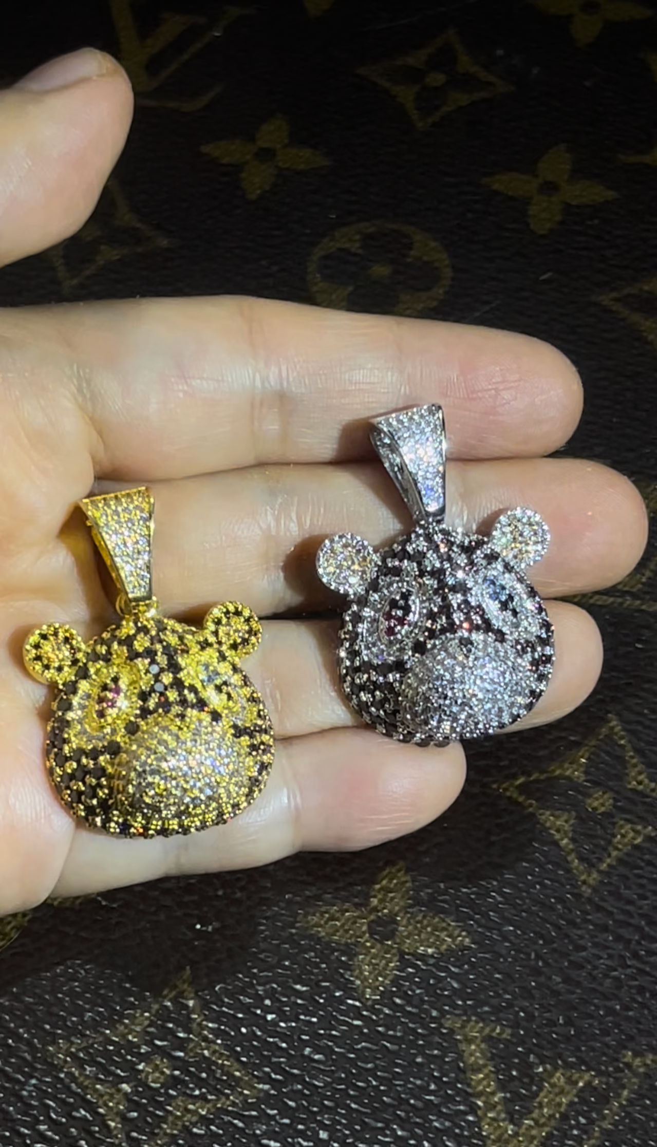 Kanye West college dropout bear pendant with Rope chain necklace in Silver