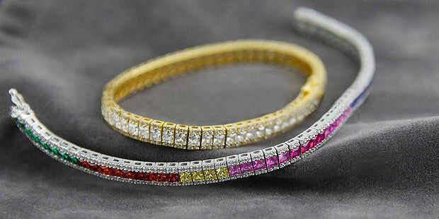 Princess cut tennis link bracelet 6mm 