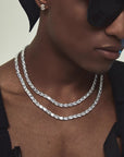 rectangle radiant cut diamond tennis link necklace chain diamond white gold travis rapper hip hop jewelery jewelers celebrity