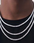 4mm tennis link silver white gold diamond necklace short diamond necklace choker White Gold kylie jenner kardashians fashion nova shein