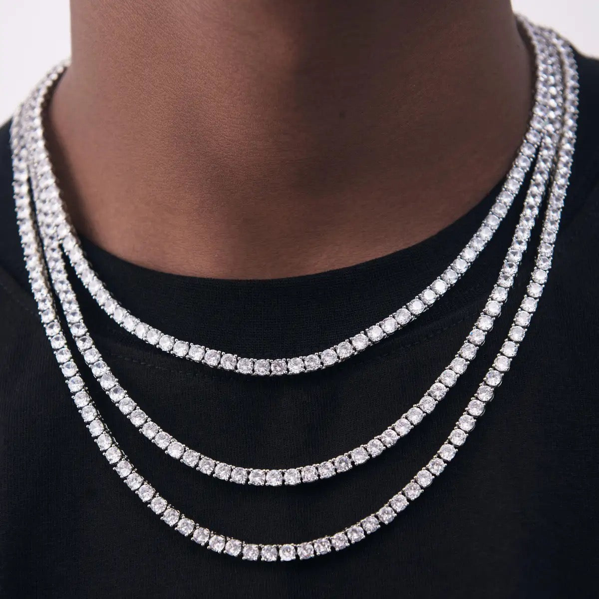 4mm tennis link silver white gold diamond necklace short diamond necklace choker White Gold kylie jenner kardashians fashion nova shein