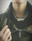 Hailey Bieber Wears Diamond Necklace With Her Married Last Name Vogue people.com custom name diamond necklace tennis link chain 