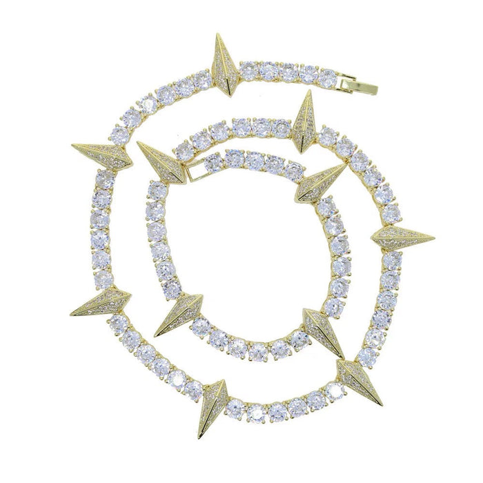 Black panther spike tennis link necklace chain short choker diamond jewelry hip hop jewelers custom diamond cosplay 