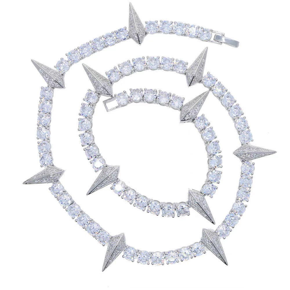 Black panther spike tennis link necklace chain short choker diamond jewelry hip hop jewelers custom diamond 