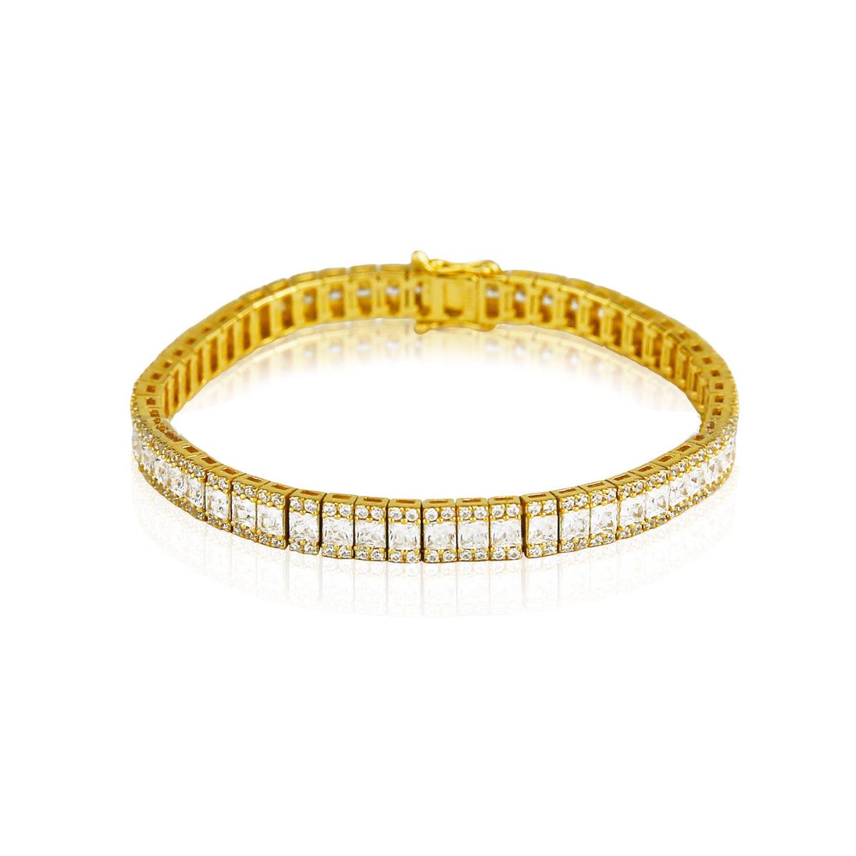 Princess cut tennis link bracelet 6mm 