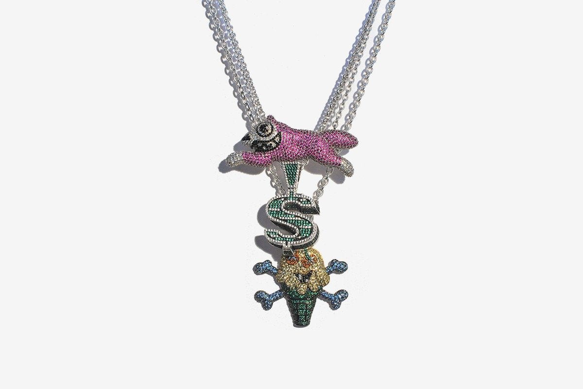 bbc icecream nigo bbc dog pendant necklace chain diamond ifandco gh00o00st 