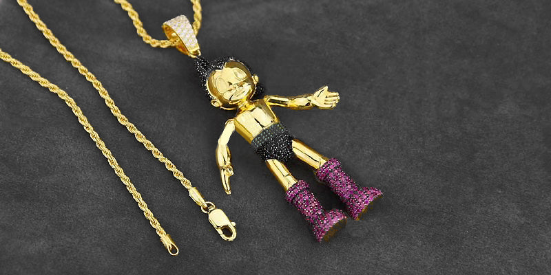 astro boy travis scott in diamond and gold pendant necklace chain custom ifandco