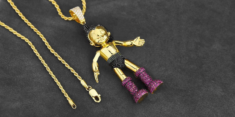 astro boy travis scott in diamond and gold pendant necklace chain custom ifandco