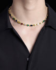 Pharrell Williams grills are studded with sapphires, rubies and emeralds. INFINITY GAUNTLETS jewelry diamond choker jacob & co short necklace gemstone heart Gabby Elan Jewelry infinity stone grillz grill grills