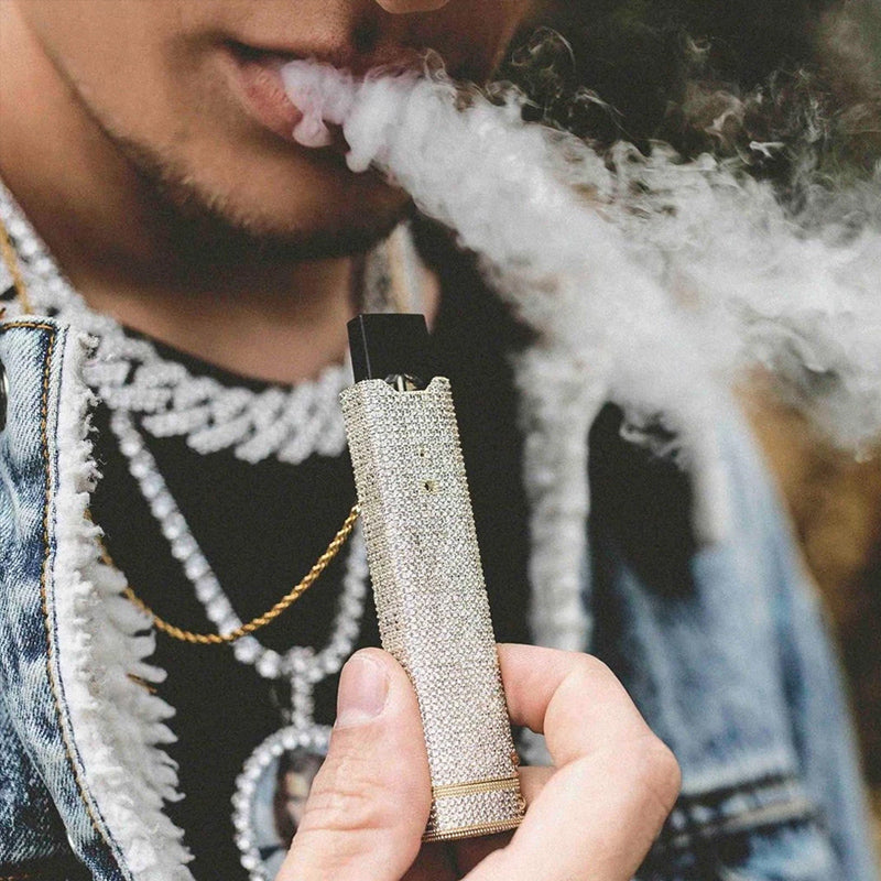 JUUL Vape E-Cig fully iced case Pendant Holder Cover Case diamond shopgld