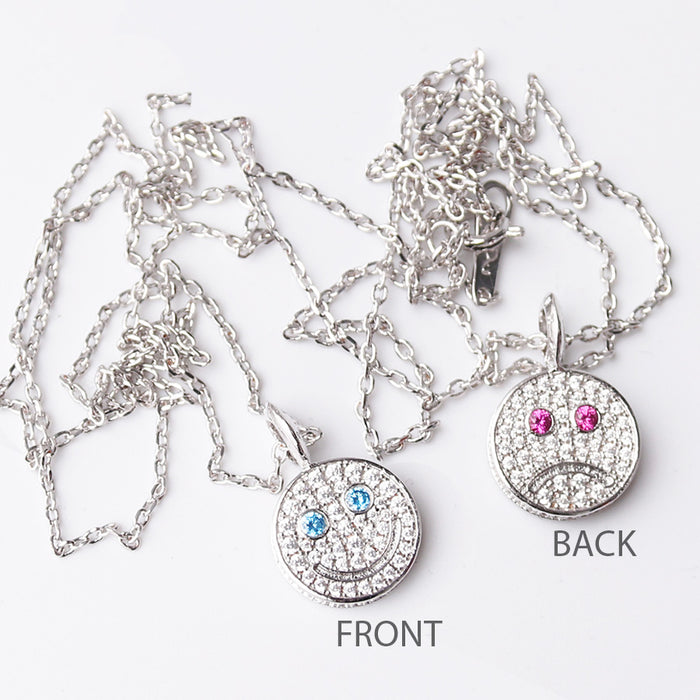 eyefunny smiling face thunder pendant necklace chain diamond jbalvin kim jones clot virgil offwhite