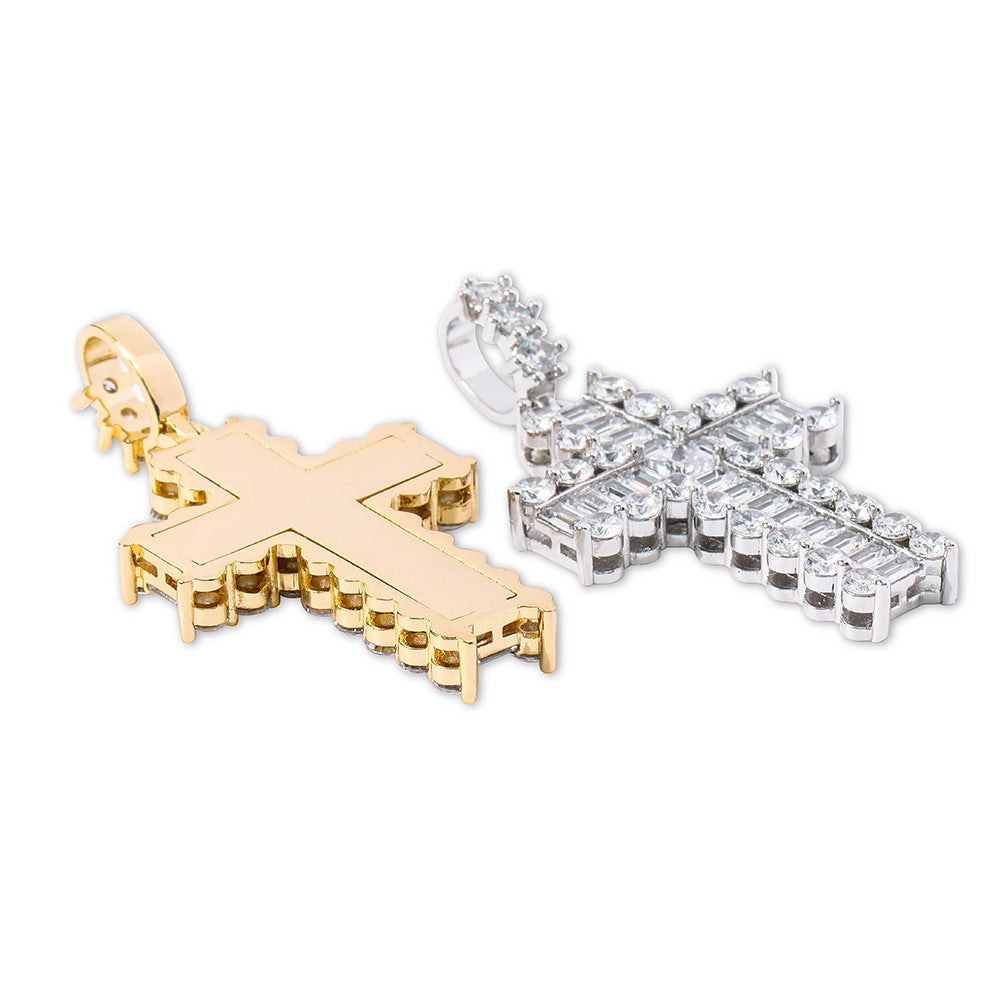 Vintage baguette cross pendant necklace free chain kanye west travis scott liluzivert vlone