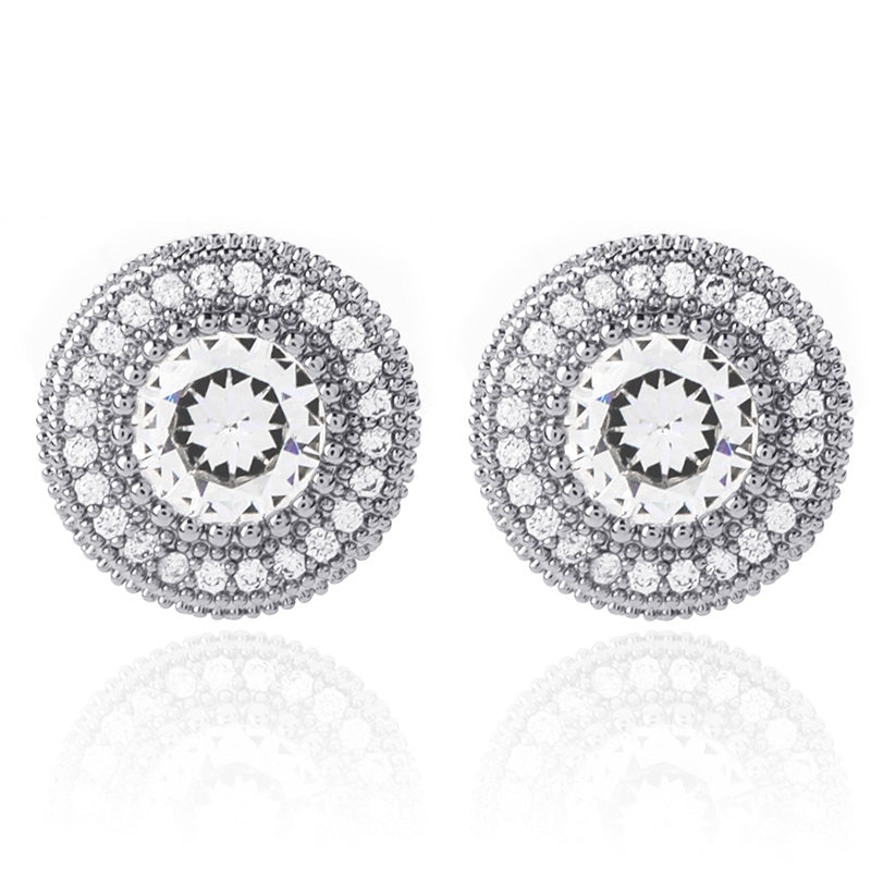 12mm stud earrings diamond earring iced halo solitaire k gold shopgld