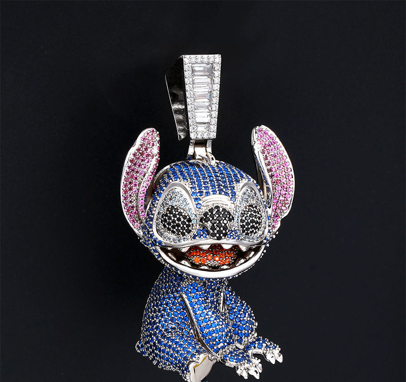 iced out Stitch diamond  pendant necklace ifandco