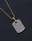 Fully iced baguette diamond Army dog tag in white gold Gunna bling jewelry icebox