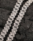 fully iced out 12mm curb cuban link necklace chain in baguette diamond White Gold shopgld